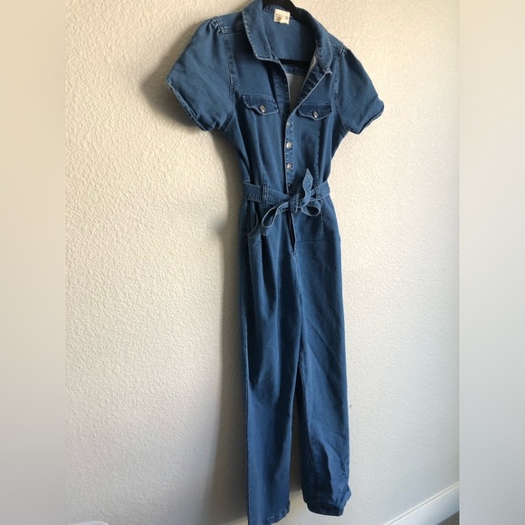 7th and Hudson size small long pants denim jumpsuit coveralls jean overalls - Picture 1 of 6
